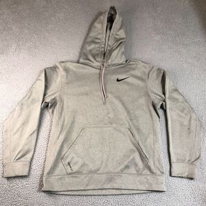 Nike Hoodie Mens Medium Gray Logo Sportwear Therma-Fit Pullover Sweatshirt‎
